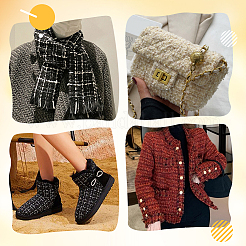 タータン柄の布  衣料品用  暗赤色  1500~1550x485~505mm&nbsp;DIY-WH20009-37B-01