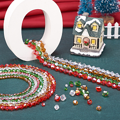 16 Strands 16 Style Christmas Theme Transparent Electroplate Glass Beads Strands&nbsp;EGLA-TA0001-25