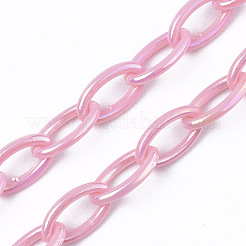 アクリル不透明アズキチェーン  ABカラー  馬の目  パールピンク  13x8x2mm  18.5インチ〜19.29インチ（47~49cm）/連&nbsp;PACR-N009-001H