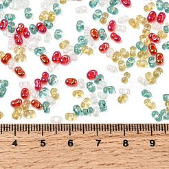 4 Colors Christmas Peanut Glass Seed Beads&nbsp;SEED-X0058-07