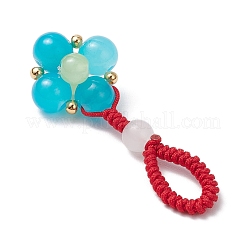 Baking Paint Imitation Jade Glass Woven Clover Pendant Decorations&nbsp;HJEW-JM03148-04