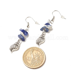 Natural Sodalite Chips Beaded Dangle Earrings&nbsp;EJEW-JE04890-02