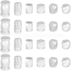 60個 6スタイル 真鍮スペーサービーズ  長持ちメッキ  混合図形  銀  4~6x3.5~5mm  穴：1.5~2mm  10個/スタイル&nbsp;KK-BBC0023-44