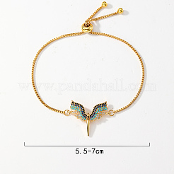 Brass Cubic Zirconia Goddess Wing Link Slider Bracelets for Women&nbsp;FS4700