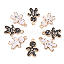 40本2色合金エナメルペンダント  クリスタルラインストーン付き  人形  ミックスカラー  18x12x2mm  穴：1.6mm  20個/カラー&nbsp;ENAM-CJ0002-45