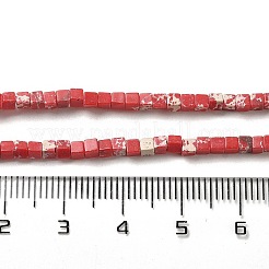 合成インペリアルジャスパービーズ連売り  染め  キューブ  レッド  2~2.5x2.5~3.5x2.5~3mm  穴：0.4mm  約157~165個/連  14.96~15.75''（38~40センチメートル）&nbsp;G-B064-A42