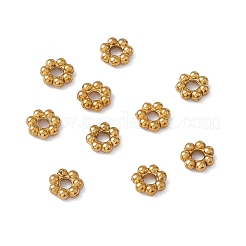 イオンプレーティング（IP）304ステンレススチールデイジースペーサービーズ  花  18KGP本金メッキ  6x2mm  穴：1.6mm&nbsp;X-STAS-G291-01B-G