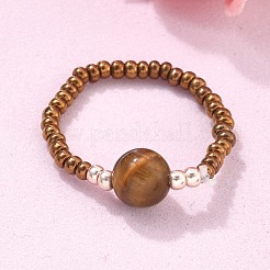 Natural & Synthetic Mixed Stone Stretch Rings&nbsp;X-RJEW-JR00255