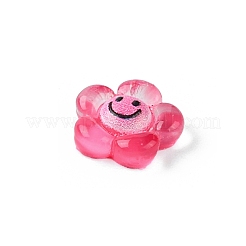 半透明の樹脂カボション  笑顔の花  クリムゾン  9x9x3.3mm&nbsp;RESI-E039-01G