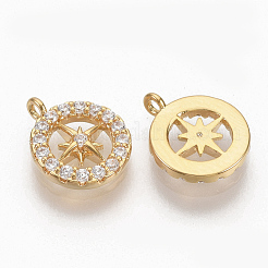 Brass Micro Pave Clear Cubic Zirconia Charms&nbsp;ZIRC-Q021-032G-NF