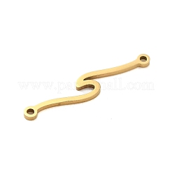 304ステンレススチールウェーブリンクコネクタチャーム  18KGP本金メッキ  25.5x4.5x1mm  穴：1mm&nbsp;STAS-S123-03G-05
