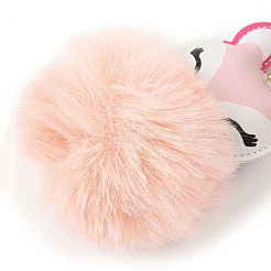 Imitation Rex Rabbit Fur Ball & PU Leather Fox Pendant Keychain&nbsp;KEYC-K018-04KCG-01