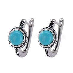 Half Round Synthetic Turquoise Hoop Earrings&nbsp;EJEW-C178-08