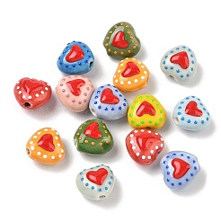 Heart Pattern Handmade Porcelain Enamel Beads&nbsp;PORC-G016-03
