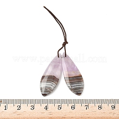 天然アメジストレースアゲートペンダント  ティアドロップ  37~38.5x12.5~13.5x4~4.5mm  穴：1mm&nbsp;G-S398-03H
