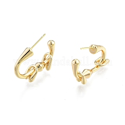 Brass Arc Beaded Stud Earrings&nbsp;EJEW-G322-14G