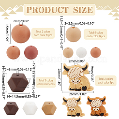 シリコンビーズ  円形と八角形と牛  ミックスカラー  12~28x12~26x9~15mm  穴：2~3mm&nbsp;SIL-PH0001-24