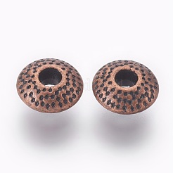チベット風合金ビーズ  カドミウムフリー＆ニッケルフリー＆鉛フリー  ロンデル  赤銅鉱  8x8x3.5mm  穴：2mm.&nbsp;RLF10433Y-NF