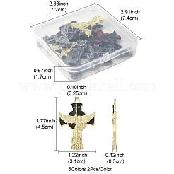 10個5色合金エナメルゴシックスタイルペンダント  クロス  ミックスカラー  45x31x3mm  穴：2.5mm  2個/カラー&nbsp;FIND-FS0004-29