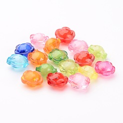 混合色透明多面カット花のアクリルビーズ  二層ビーズ  12x13x8mm  穴：2mm&nbsp;X-TACR-S104-M