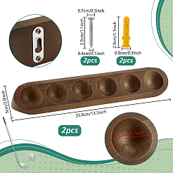 2Pcs 6-Hole Pine Wood Wall Mounted Golf Ball Organizer Stands&nbsp;AJEW-PH0006-80