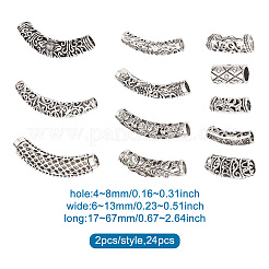 20Pcs 10 Style Tibetan Style Alloy Tube Beads&nbsp;TIBEB-CD0001-06AS