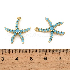 Brass Micro Pave Deep Sky Blue Cubic Zirconia Pendants&nbsp;CU-CBAF17A-07G-03