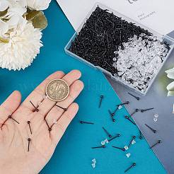 500個の環境に優しいプラスチックスタッドピアスのパーツ  ボールヘッドピン  500個のイヤーナット付き  ブラック  15x3mm  ピン：0.95mm&nbsp;KY-SP0001-01B