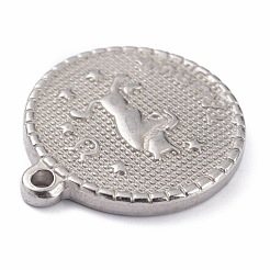 304ステンレスペンダント  星座とフラットラウンド  牡牛座  29x26x3mm  穴：2mm&nbsp;X-STAS-O140-02P-A