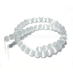 キャッツアイビーズ  ラウンド  ホワイト  10mm  穴：0.8mm  約39個/連  15インチ&nbsp;CER10mm01