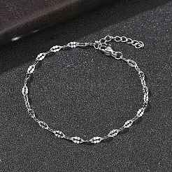 304 Stainless Steel Dapped Chains Bracelets for Women&nbsp;BJEW-D466-08A-P