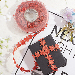 秋のテーマのポリエステルリボン  ギフト包装用  花の弓工芸品の装飾  カエデの葉  レッドオレンジ  3/4インチ（20mm）  15ヤード/ロール（13.72メートル/ロール）について&nbsp;OCOR-WH0057-20A