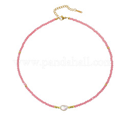 Sweet and Cool Summer Freshwater Pearl Necklaces Pink Glass Beaded Necklaces&nbsp;VX3518