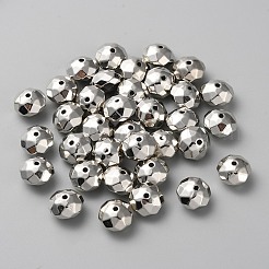CCBプラスチックビーズ  多面カット  ロンデル  プラチナ  10x10x7mm  穴：1.5mm&nbsp;LS-CCB-WH0010-11