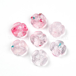 透明なアクリルビーズ  スモモの花  ツートン  ピンク  20x19.5x7mm  穴：1.6~1.8mm  約230個/500g&nbsp;TACR-T028-40C