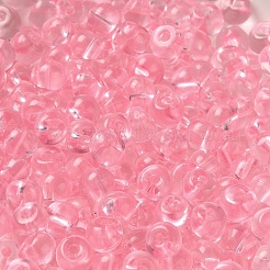 透明なアクリルビーズ  トップ掘削  丸い鈴丸ビーズ  ピンク  5.5x5x4mm  穴：1.2mm  約8333個/セット&nbsp;MACR-K359-02B