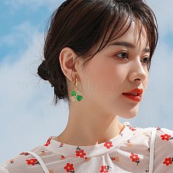 四つ葉のクローバーフープピアス合金ハギーフープピアスグリーンシャムロックフープピアスラインストーンフープピアス聖パトリックの日耳ジュエリーギフト女性のための  ゴールドカラー  26.9x12.4mm&nbsp;JE1083A