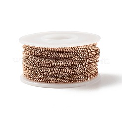 イオンプレーティング（IP）304ステンレススチールカーブチェーン  ハンダ付け  スプールで  ローズゴールド  2.5x2x0.5mm  約32.81フィート（10m）/ロール&nbsp;CHS-E005-02RG