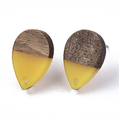 Resin & Walnut Wood Stud Earring Findings&nbsp;MAK-N032-002A-B06