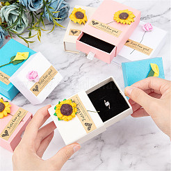 厚紙アクセサリー箱  紙の花とステッカー  長方形  ミックスカラー  9.05x7.05x3.05cm  6.05x6.1x3.65cm  8個/セット&nbsp;CON-BC0005-86
