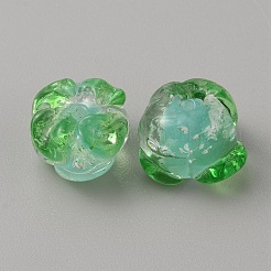 蓄光手作りランプワークビーズ  暗闇で光る  柿  ターコイズ  12.5~13x9.5~10mm  穴：1.5mm&nbsp;LS-LAMP-WH0012-03F