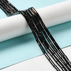 天然石黒瑪瑙ビーズ連売り  コラム  染め＆加熱  ブラック  サイズ：幅さ約4mm  長さ13mm  穴：1mm  30個/連  15.5インチ&nbsp;G-H013-49