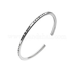 女性と男性のための刻印入り真鍮製カフバングル  羽  アンティークシルバー  内径：2.20インチ（5.6cm）&nbsp;FS-WG01448-01