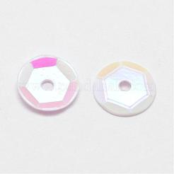 プラスチックスパンコールビーズ  半カップ状のスパンコールビーズ  中ハート孔  ホワイト  12x0.5mm  穴：1mm&nbsp;PVC-A002-12mm-09