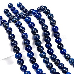 天然石ラピスラズリビーズ連売り  染め  ラウンド  ブルー  8mm  穴：1mm  約22~24個/連  7.6インチ&nbsp;G-G087-8mm