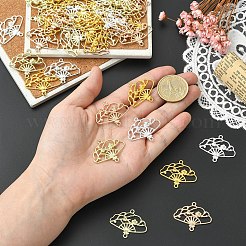 40 個 4 色合金中空コネクタチャーム  梅の花の中国扇子リンク  ミックスカラー  35x21mm  10個/カラー&nbsp;FIND-YW0010-91