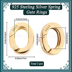 3Pcs 925 Sterling Silver Spring Gate Rings&nbsp;STER-SC0001-68