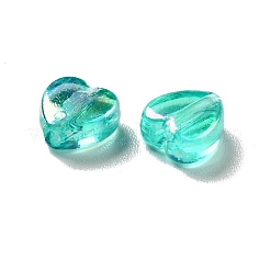 環境にやさしい透明プラスチックビーズ  ab 色付き  ハート  ターコイズ  6x6x3mm  穴：1.2mm  約8300個/500g&nbsp;KY-D014-01E