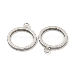 変色しない304ステンレススチールペンダント  レーザー切断  リングチャーム  ステンレス鋼色  15x12.5x1mm  穴：2mm&nbsp;STAS-P356-13P