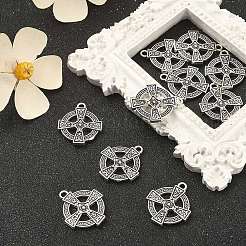 10 個のアイルランドのチベットスタイル合金ペンダント  クロス  アンティークシルバー  24x20x3mm  穴：2mm&nbsp;PALLOY-YW0001-31
